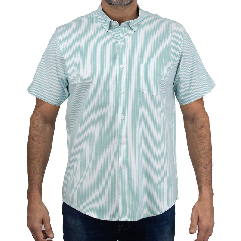 Camisa Rayas Verde con Manga Corta 100% Algodón 2506124