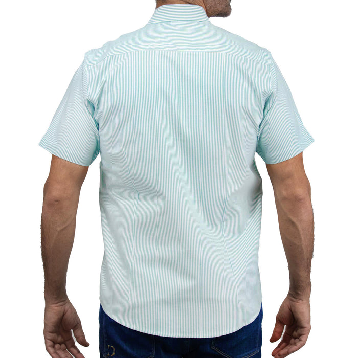 Camisa Rayas Verde con Manga Corta 100% Algodón 2506124