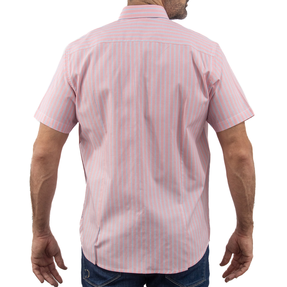 Camisa Rosa de Rayas con Manga Corta 100% Algodón 2506125