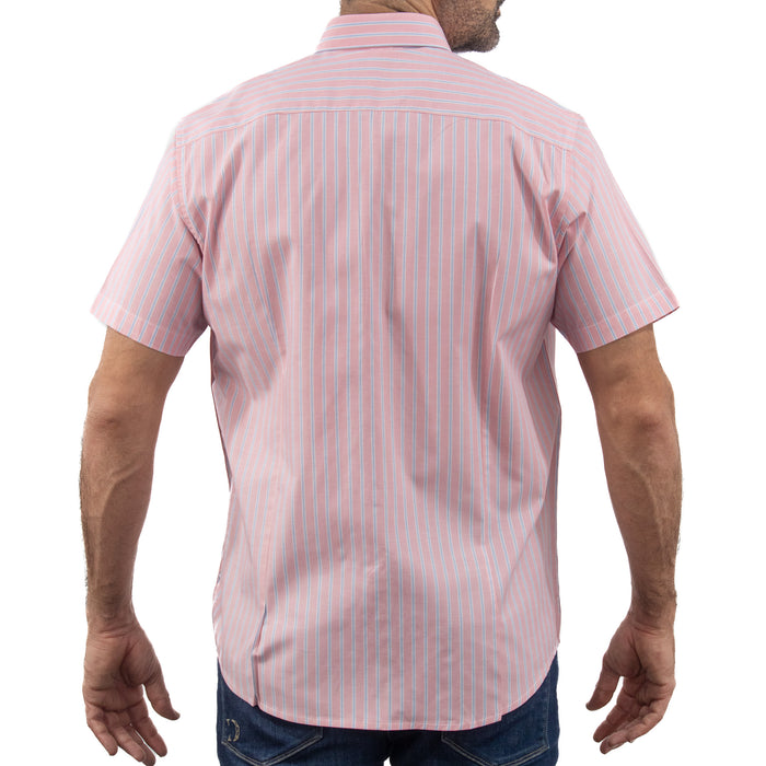 Camisa Rosa de Rayas con Manga Corta 100% Algodón 2506125