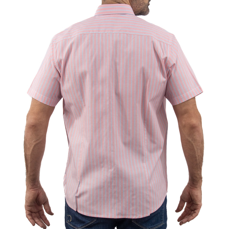 Camisa Rosa de Rayas con Manga Corta 100% Algodón 2506125
