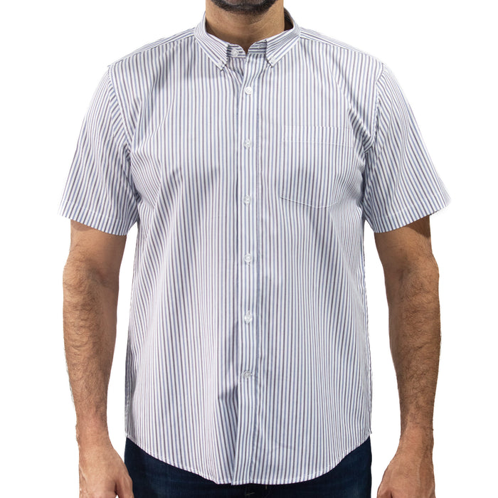 Camisa Rayas Azul con Manga Corta 100% Algodón 2506126
