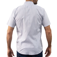 Camisa Rayas Azul con Manga Corta 100% Algodón 2506126