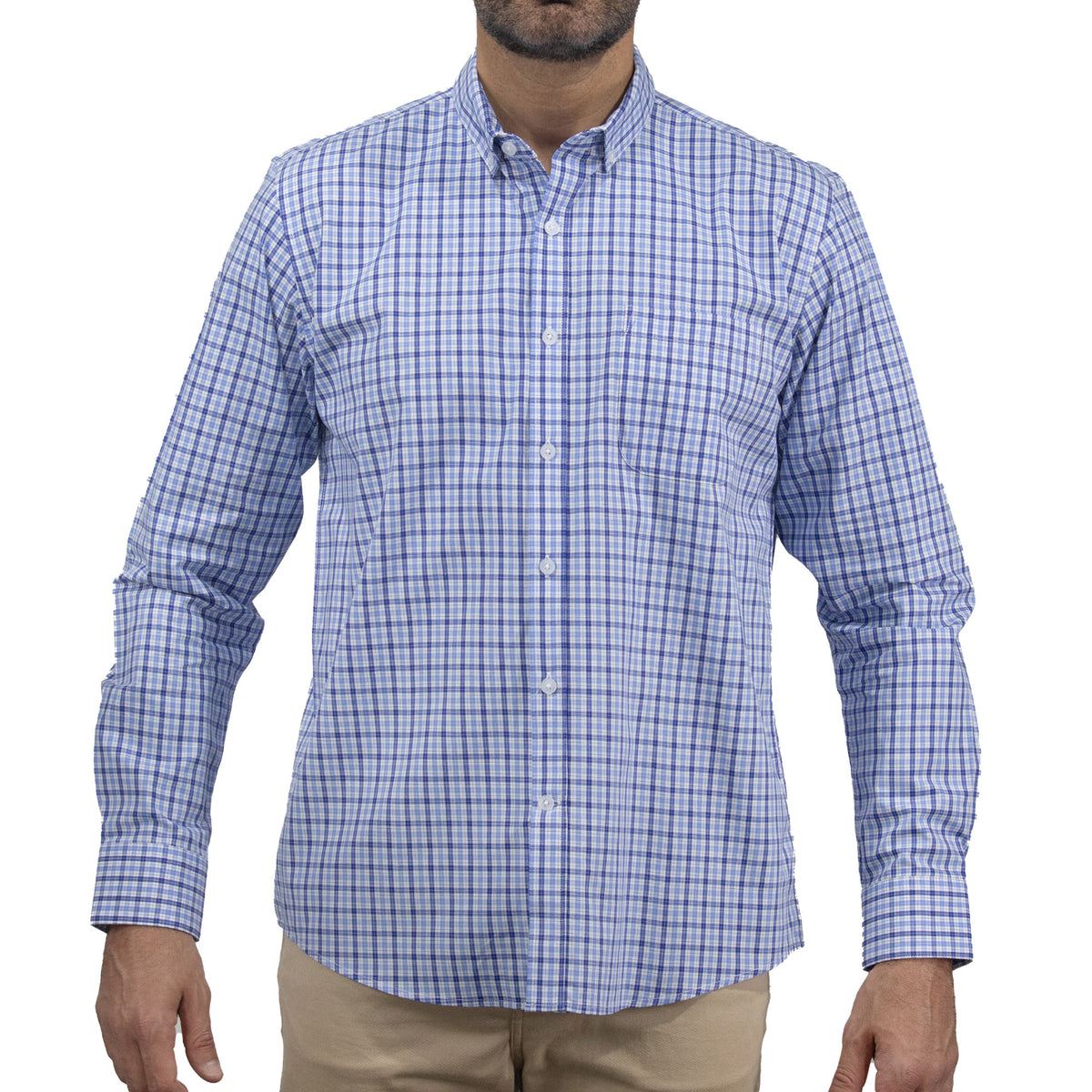 Camisa de Cuadros Azul con Manga Larga 100% Algodón 2507130