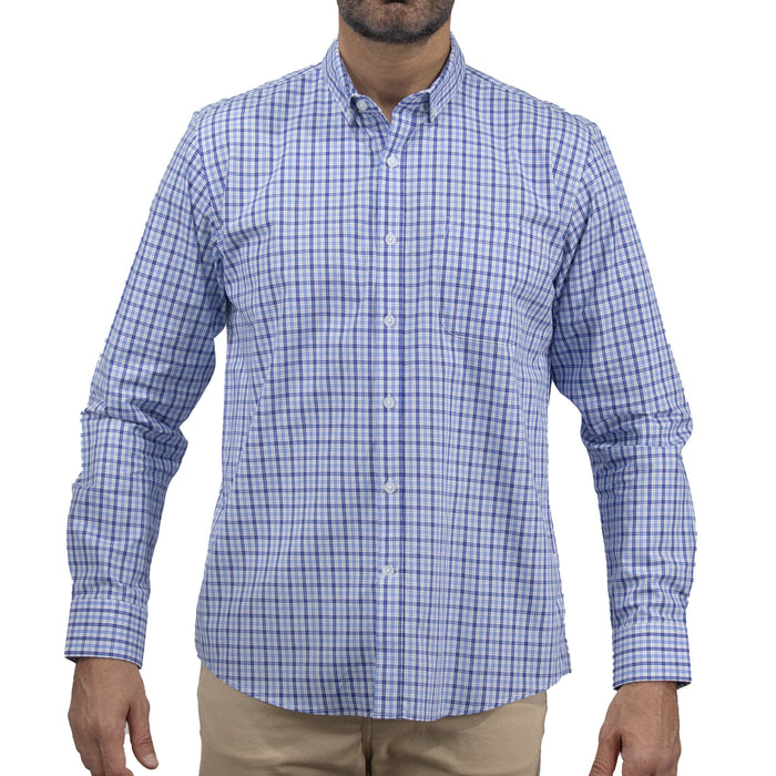 Camisa de Cuadros Azul con Manga Larga 100% Algodón 2507130