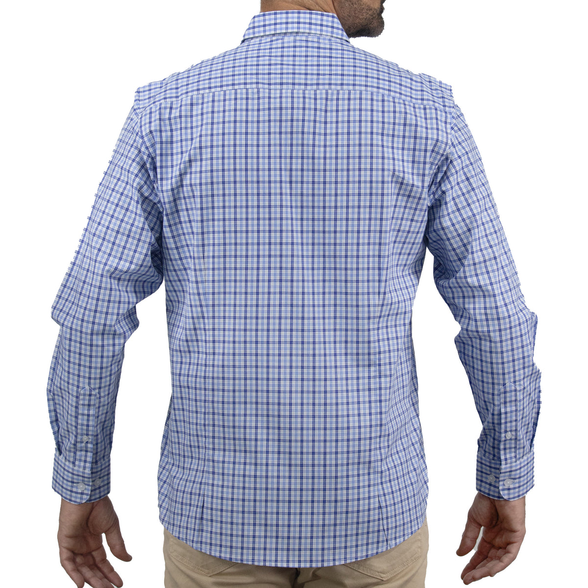 Camisa de Cuadros Azul con Manga Larga 100% Algodón 2507130