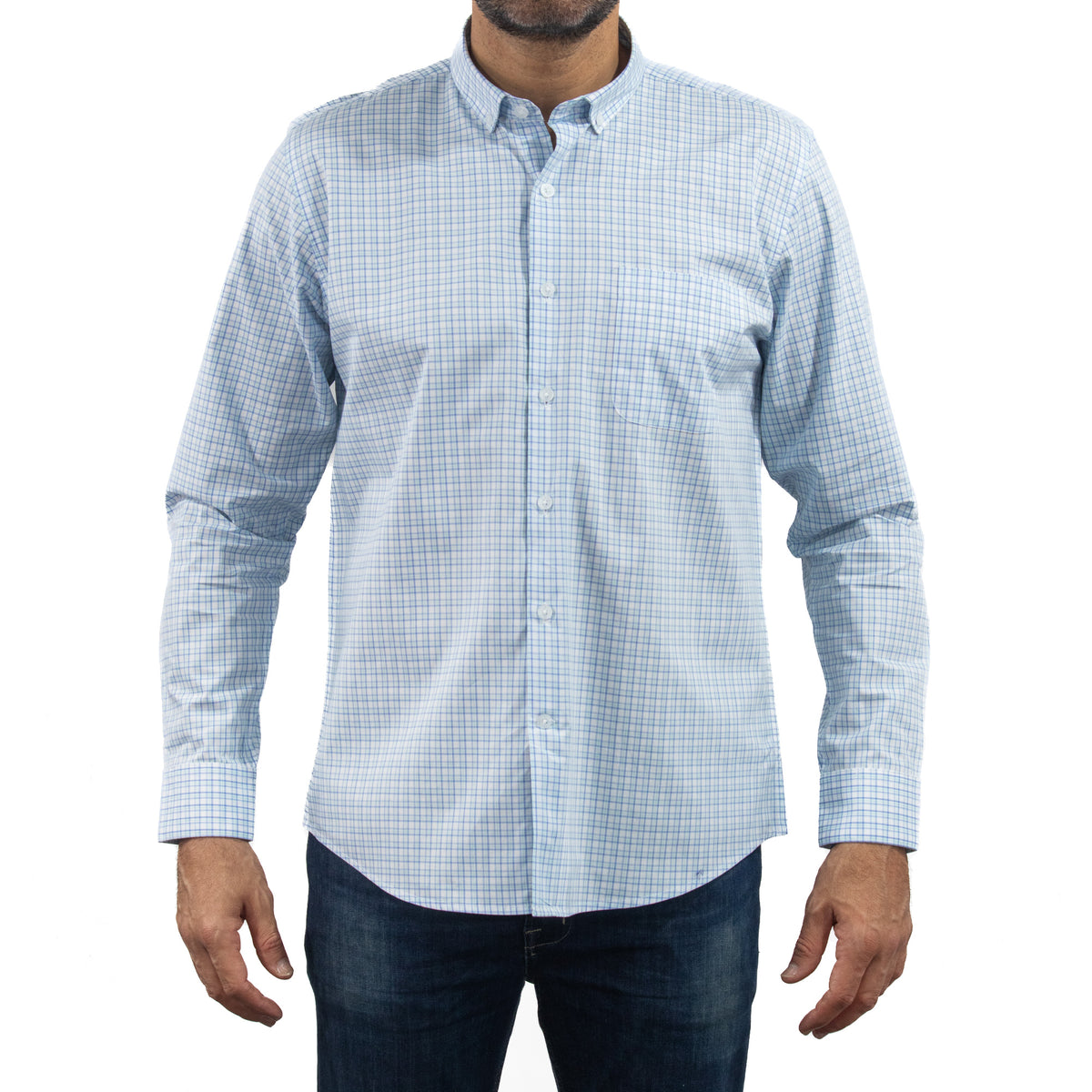 Camisa Cuadros Azul con Manga Larga 100% Algodón 2507131