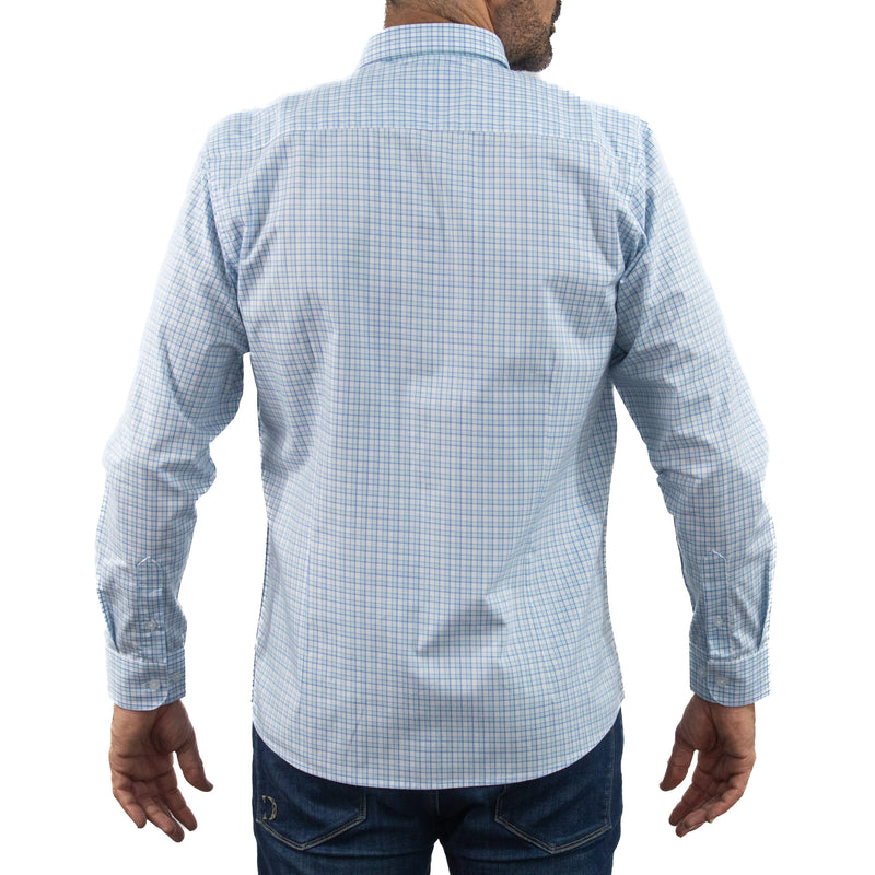 Camisa Cuadros Azul con Manga Larga 100% Algodón 2507131