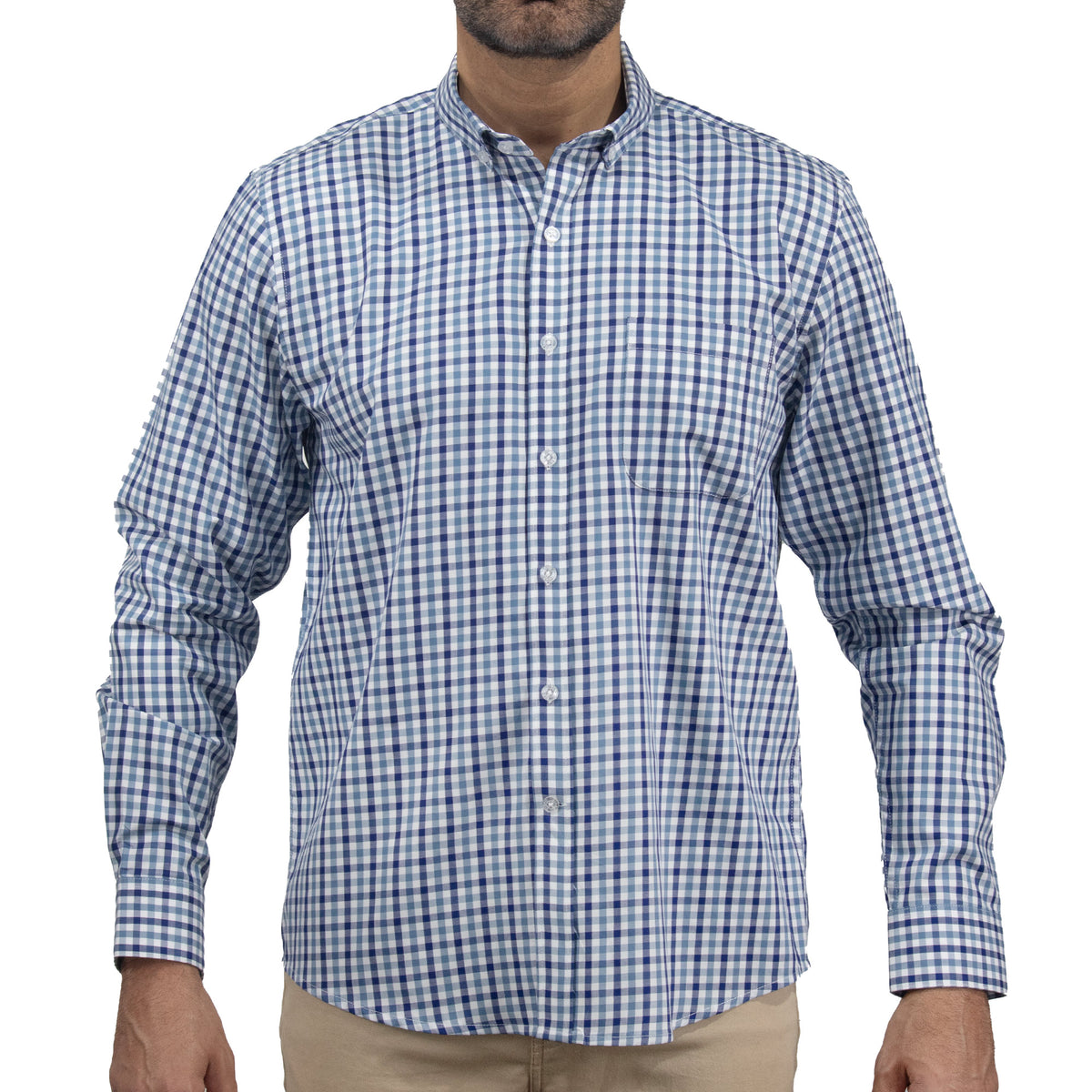 Camisa de Cuadros Azul con Manga Larga 100% Algodón 2507133