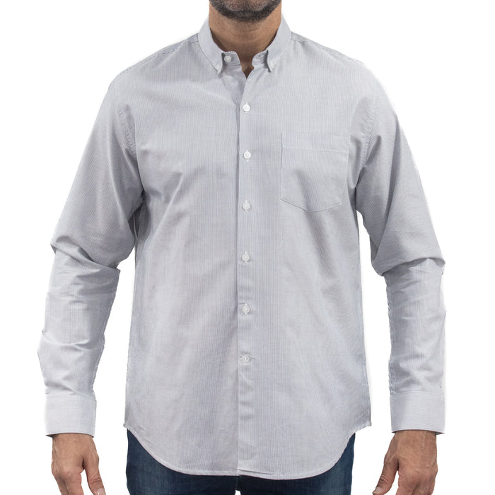 Camisa Rayas Gris con Manga Larga 100% Algodón 2507140
