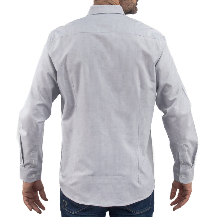 Camisa Rayas Gris con Manga Larga 100% Algodón 2507140
