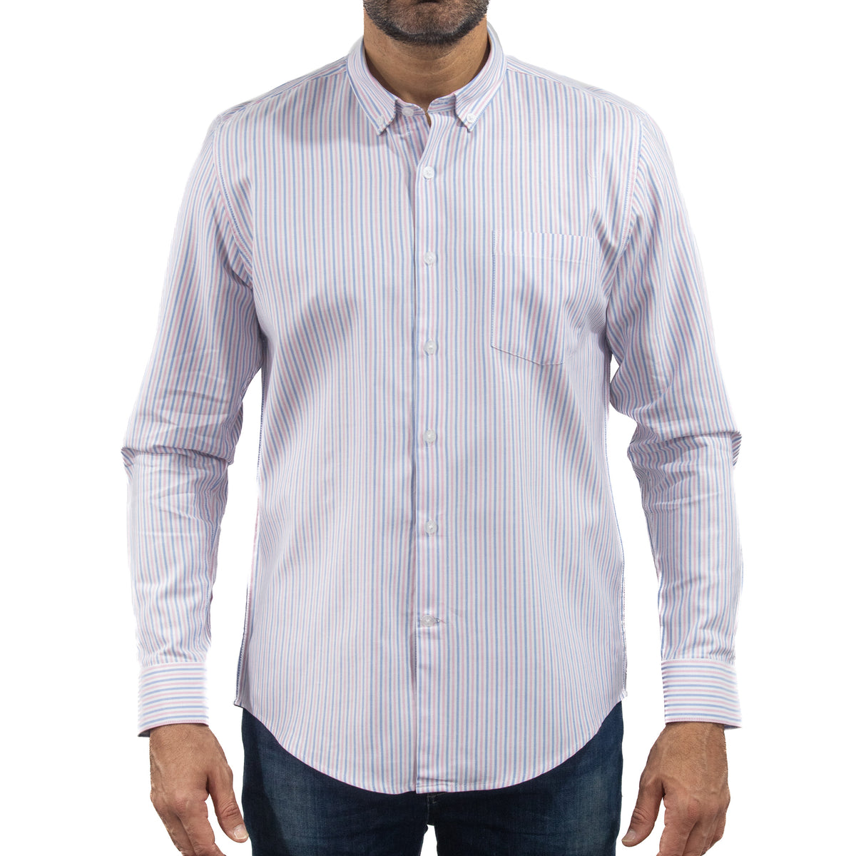 Camisa Rayas Rosa con Manga Larga 100% Algodón 2507141