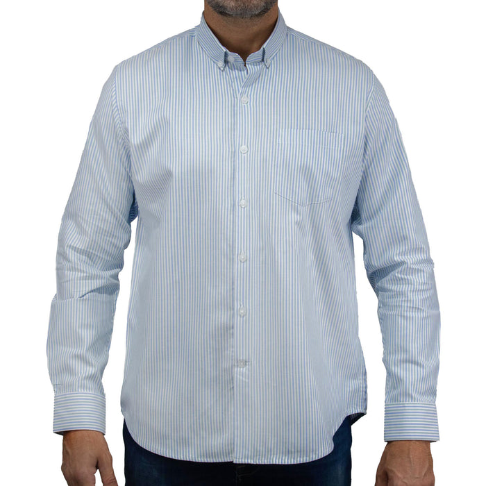 Camisa Rayas Azul con Manga Larga 100% Algodón 2507142