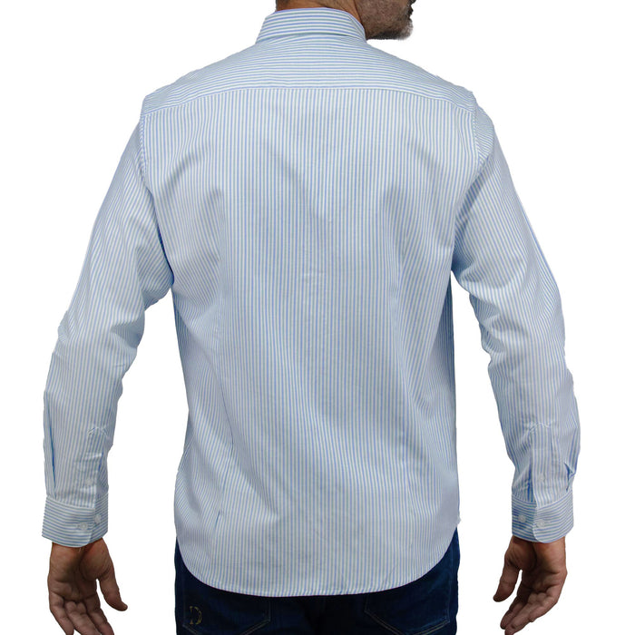 Camisa Rayas Azul con Manga Larga 100% Algodón 2507142