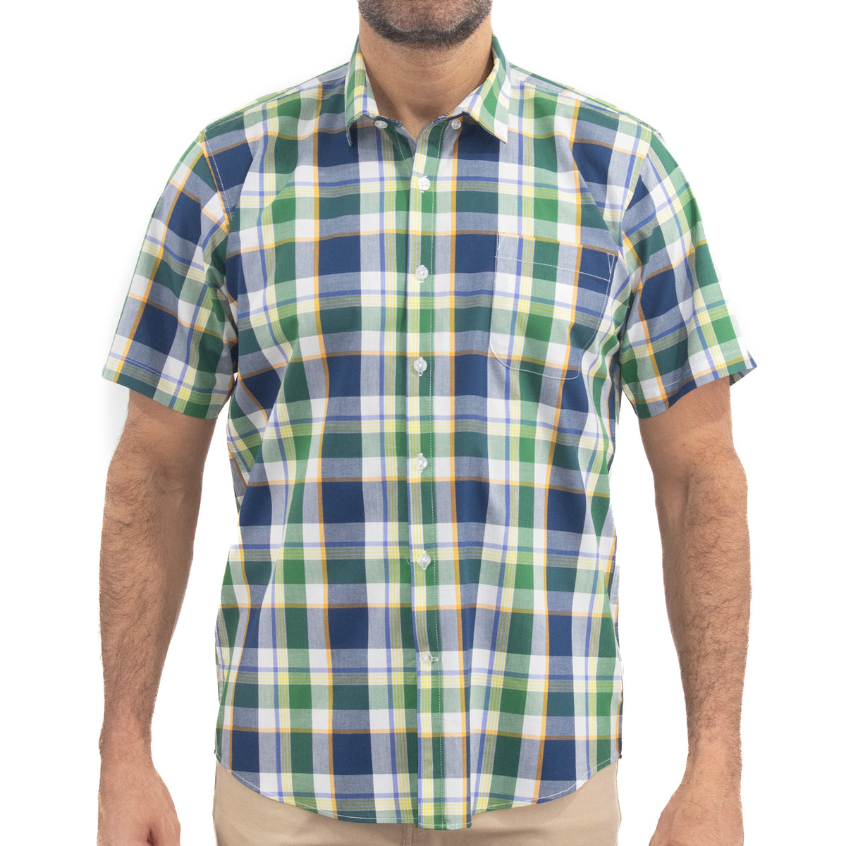 Camisa de Cuadros Verde con Manga Corta 100% Algodón 2507143