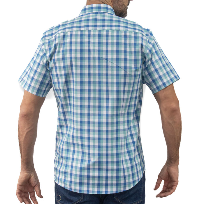 Camisa de Cuadros Azul con Manga Corta 100% Algodón 2507144