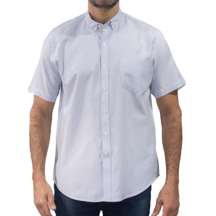 Camisa de Rayas Azul con Manga Corta 100% Algodón 2507147