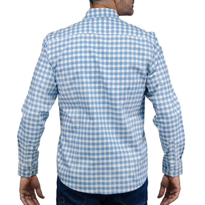 Camisa de Cuadros Azul con Manga Larga 100% Algodón 2508148