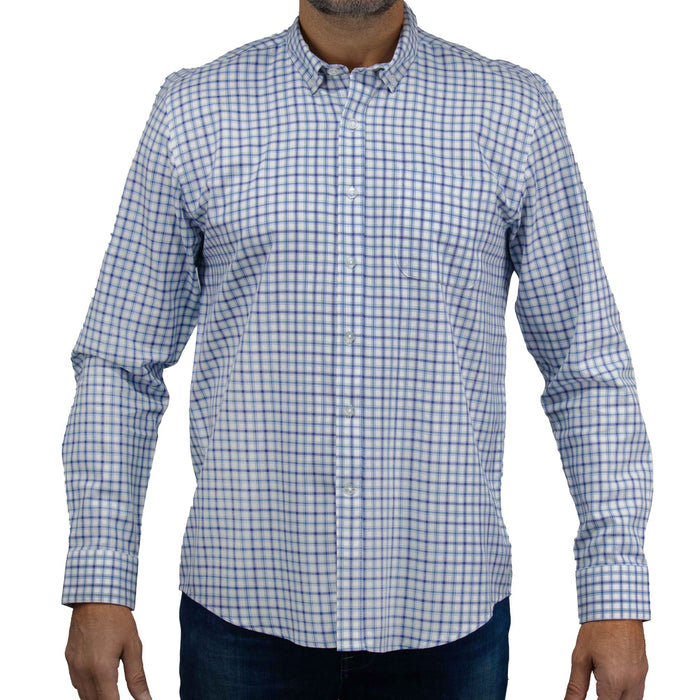 Camisa de Cuadros Azul con Manga Larga 100% Algodón 2508154