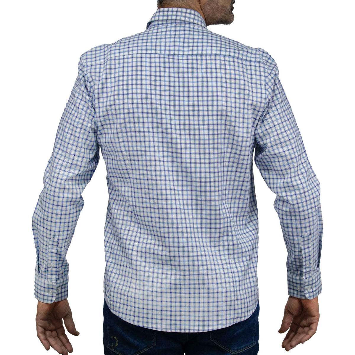 Camisa de Cuadros Azul con Manga Larga 100% Algodón 2508154