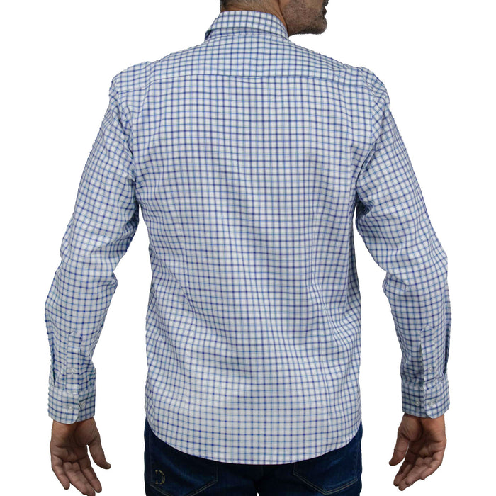 Camisa de Cuadros Azul con Manga Larga 100% Algodón 2508154
