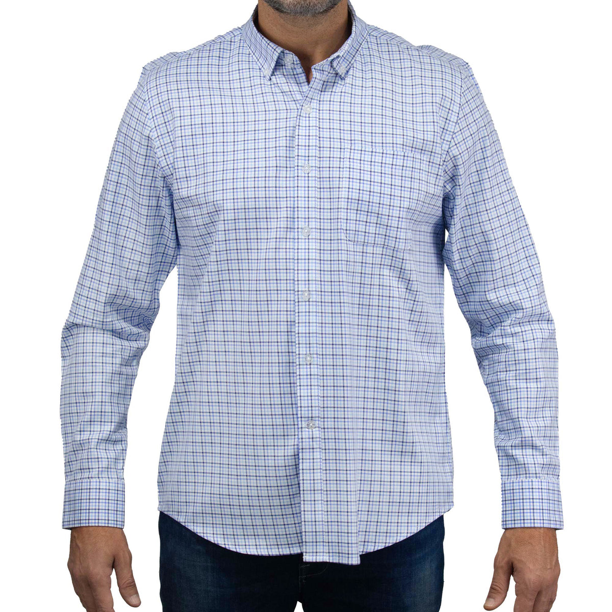 Camisa de Cuadros Azul con Manga Larga 100% Algodón 2508155