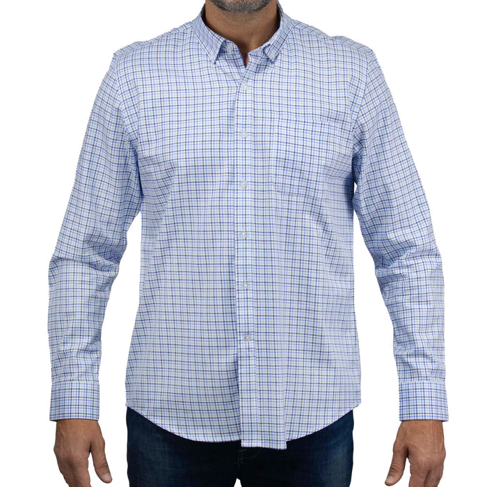 Camisa de Cuadros Azul con Manga Larga 100% Algodón 2508155