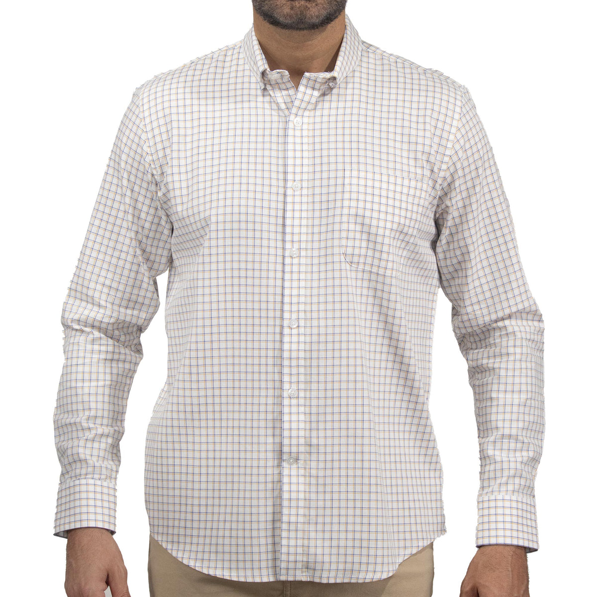 Camisa de Cuadros Amarilla con Manga Larga 100% Algodón 2508157