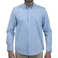 Camisa Azul Lisa con Manga Larga 100% Algodón 2508161