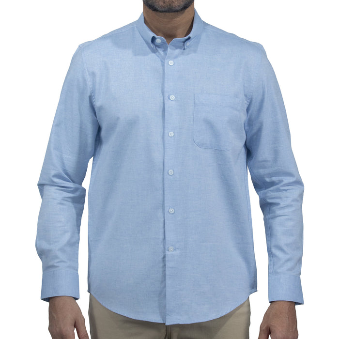 Camisa Azul Lisa con Manga Larga 100% Algodón 2508161