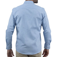 Camisa Azul Lisa con Manga Larga 100% Algodón 2508161