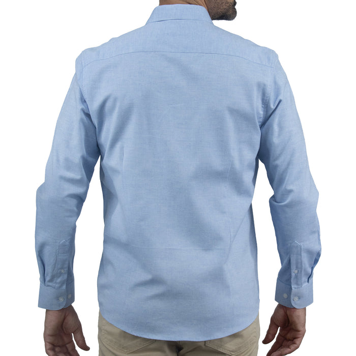 Camisa Azul Lisa con Manga Larga 100% Algodón 2508161