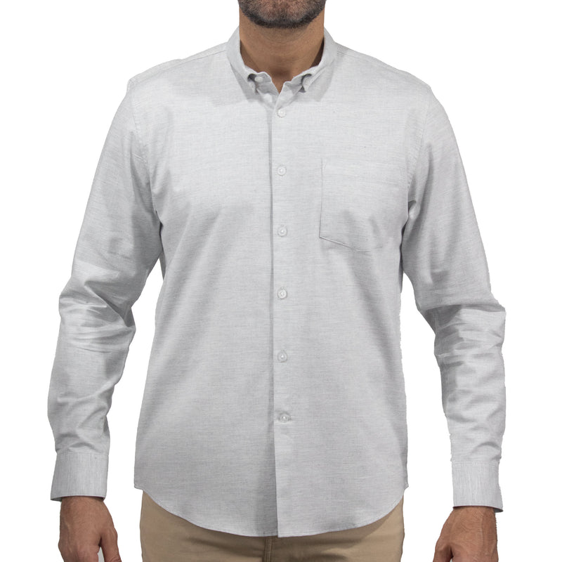 Camisa Gris Lisa con Manga Larga 100% Algodón 2508162
