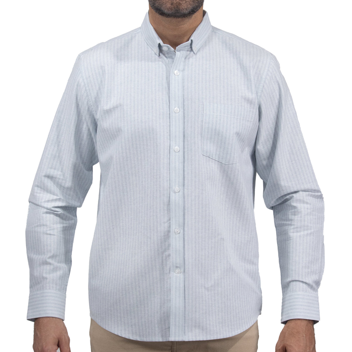 Camisa de Rayas Azul con Manga Larga 100% Algodón 2508163