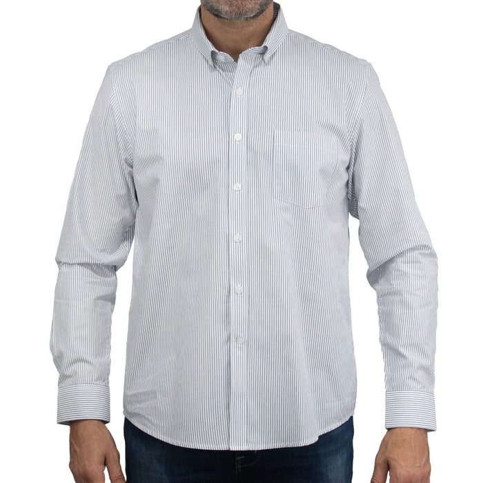 Camisa de Rayas Gris con Manga Larga 100% Algodón 2508165