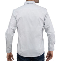 Camisa de Rayas Gris con Manga Larga 100% Algodón 2508165