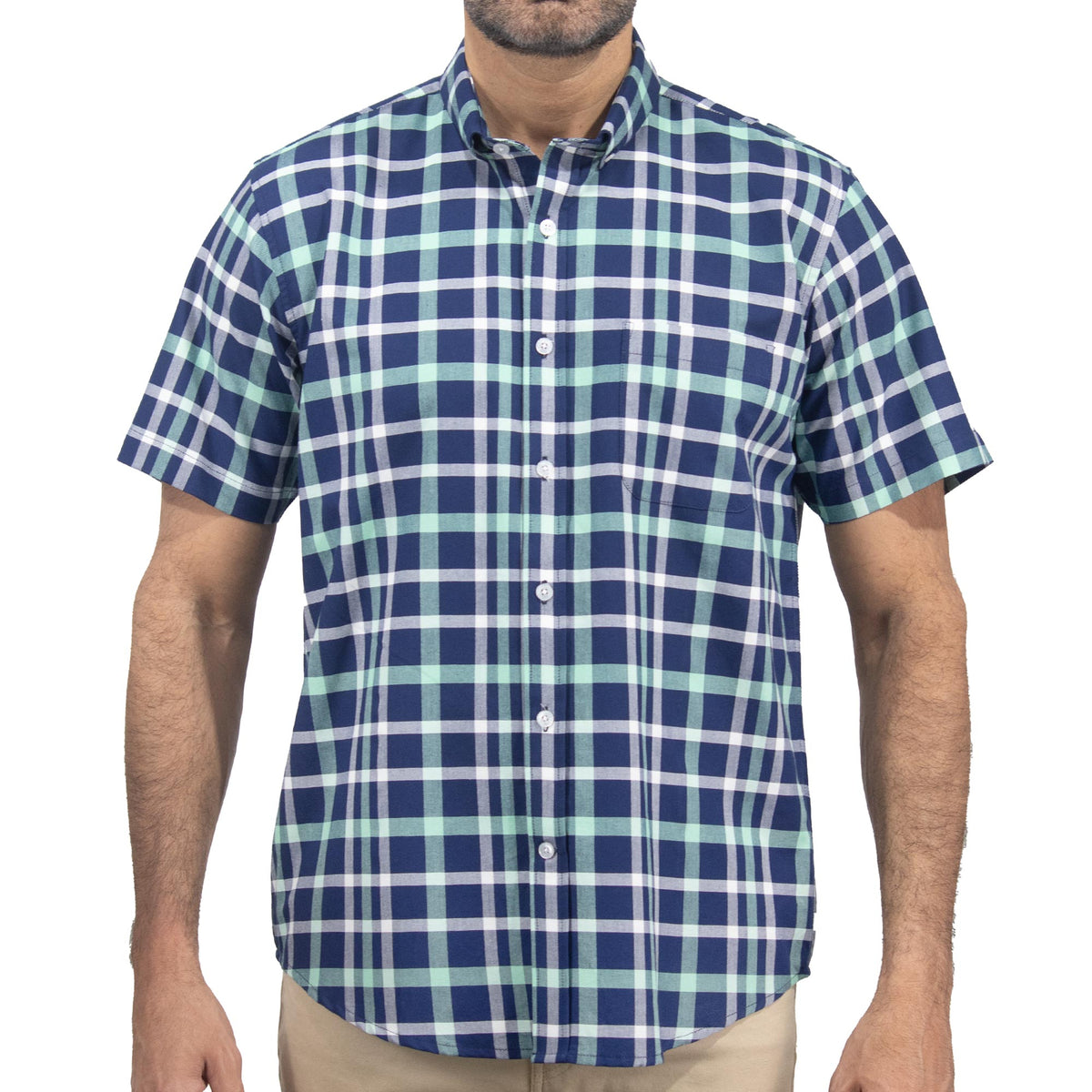 Camisa de Cuadros Azul con Manga Corta 100% Algodón 2508166