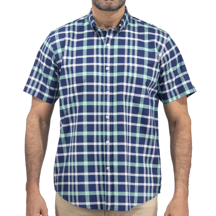 Camisa de Cuadros Azul con Manga Corta 100% Algodón 2508166