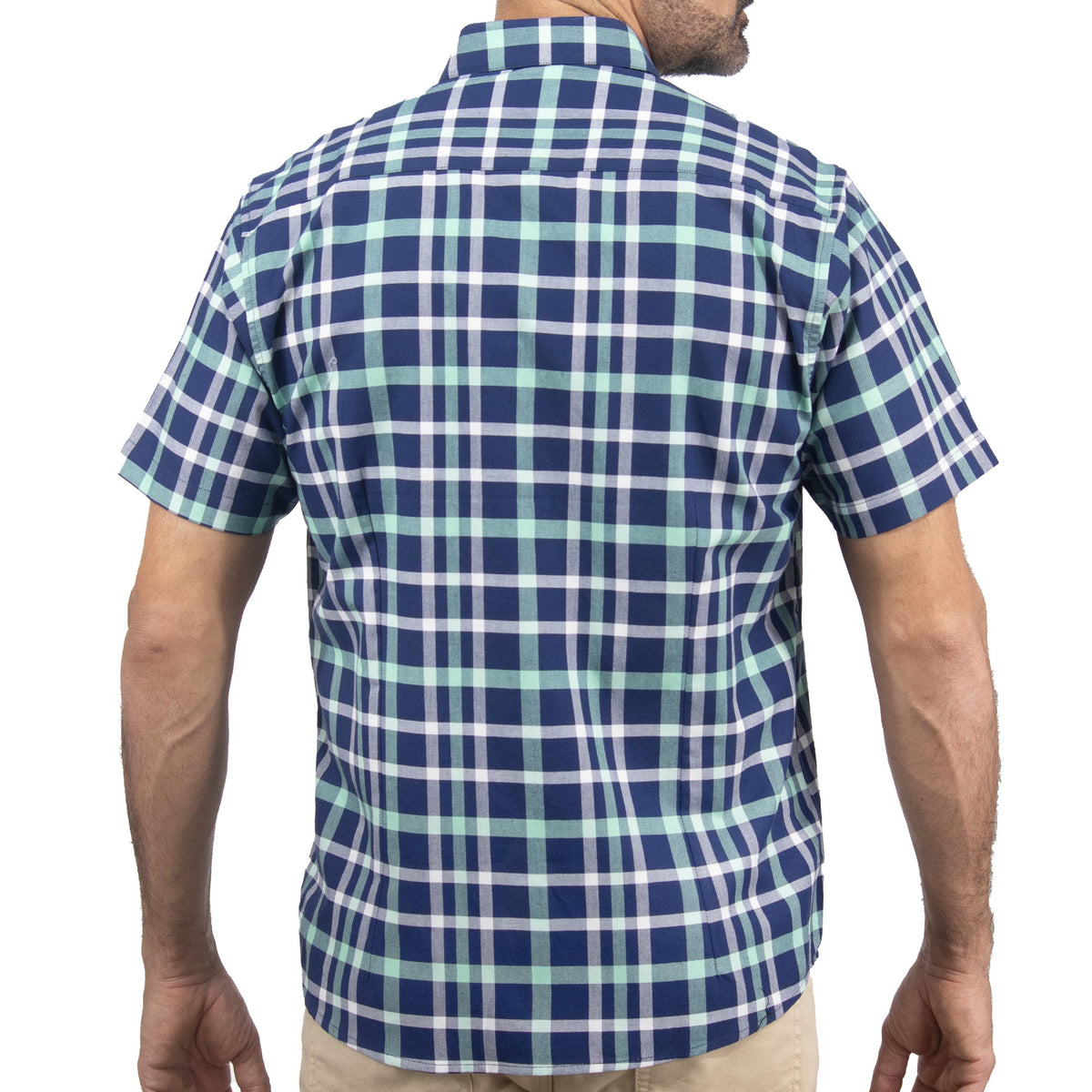 Camisa de Cuadros Azul con Manga Corta 100% Algodón 2508166