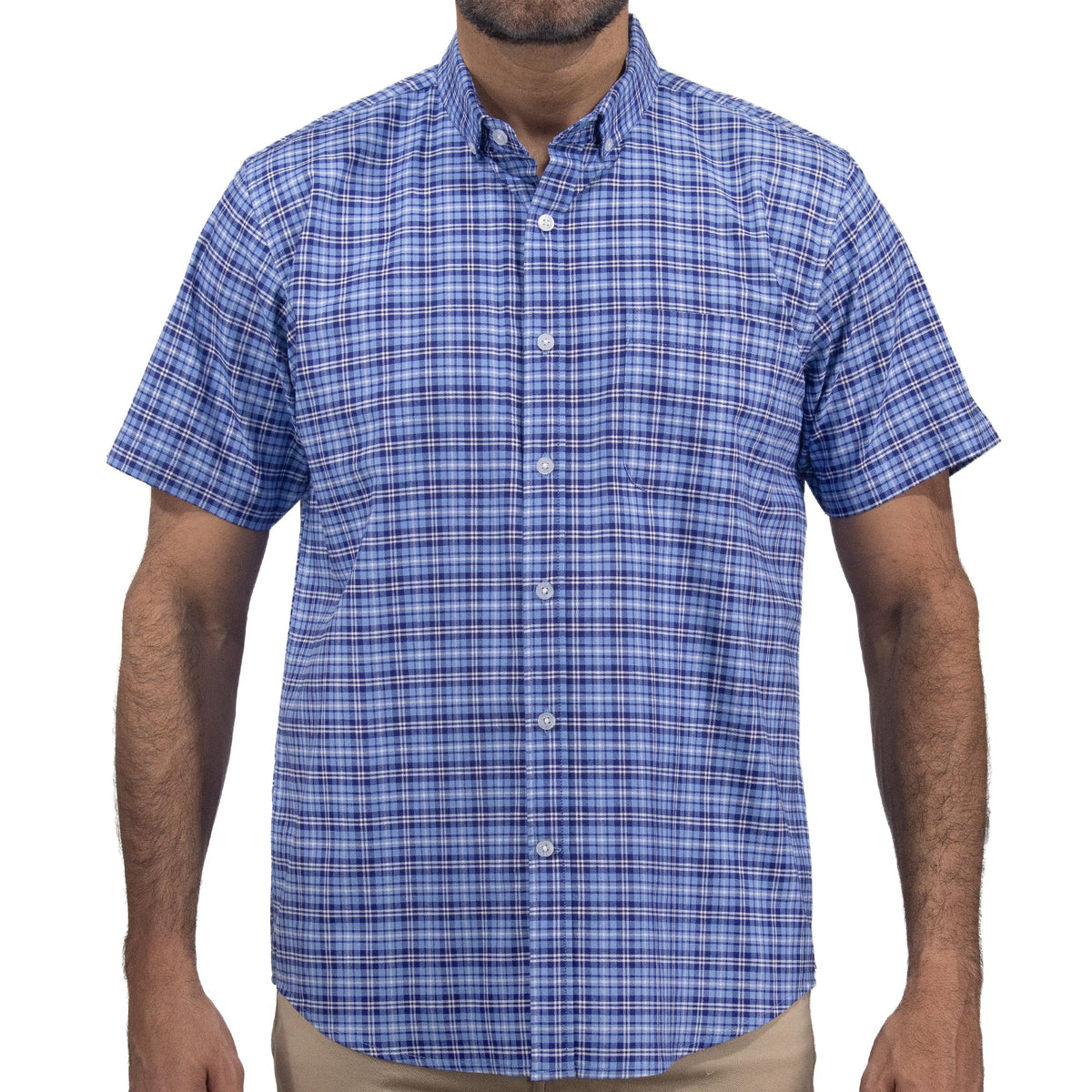 Camisa de Cuadros Azul con Manga Corta 100% Algodón 2508168