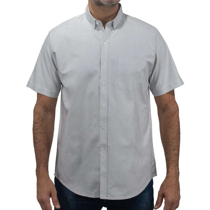 Camisa Gris Lisa con Manga Corta 100% Algodón 2508170