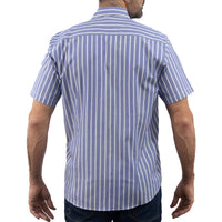 Camisa Rayas Azul con Manga Corta 100% Algodón 2508171