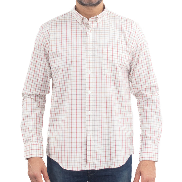 Camisa Cuadros Blanca con Manga Larga 100% Algodón 2509174