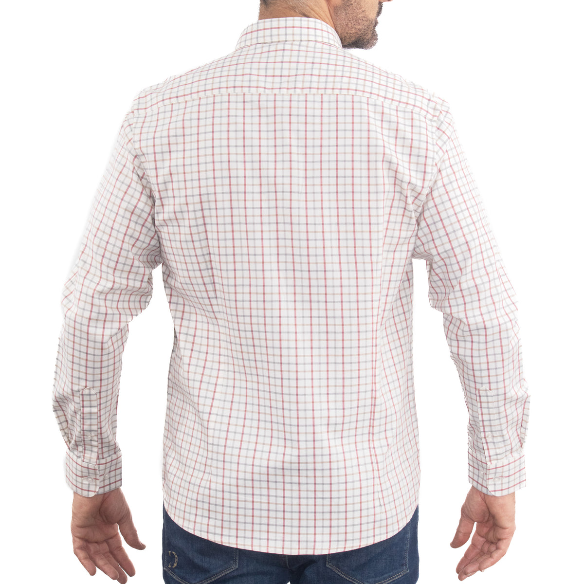 Camisa Cuadros Blanca con Manga Larga 100% Algodón 2509174