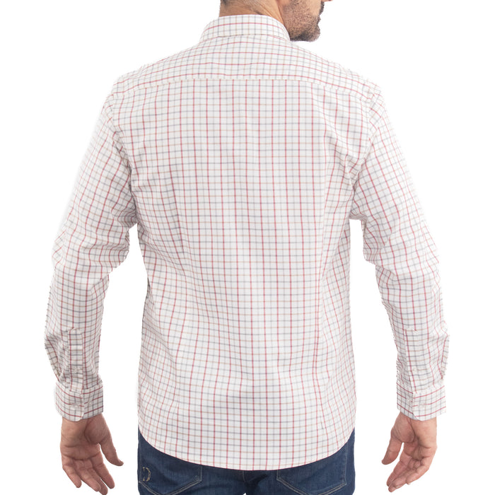 Camisa Cuadros Blanca con Manga Larga 100% Algodón 2509174
