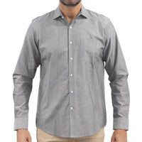 Camisa Lisa Gris Manga Larga 100% Algodón 2509177