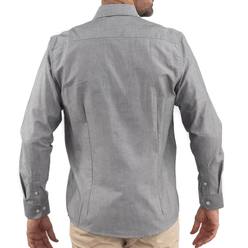 Camisa Lisa Gris Manga Larga 100% Algodón 2509177