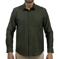 Camisa de Verde Lisa Manga Larga 100% Algodón 2509178