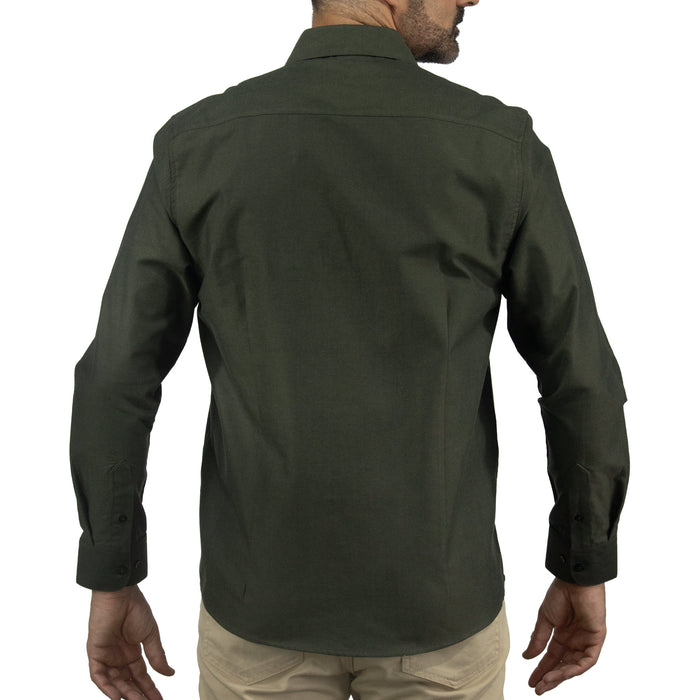 Camisa de Verde Lisa Manga Larga 100% Algodón 2509178