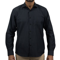 Camisa Lisa Negra con Manga Larga 100% Algodón 2509180